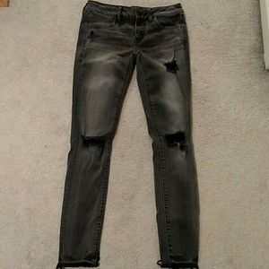 American Eagle destressed gray jeans